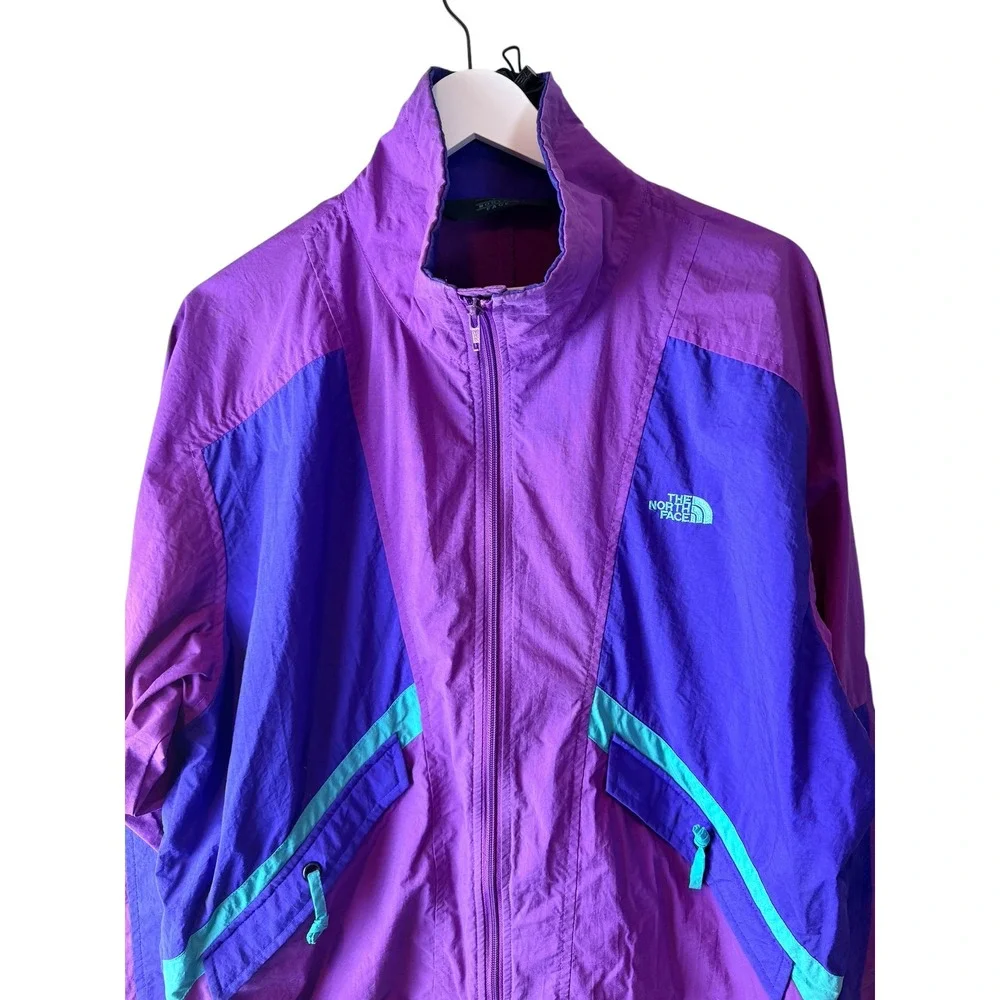 Vintage The North Face Windbreaker Jacket Purple Teal Colorblock Mens Medium